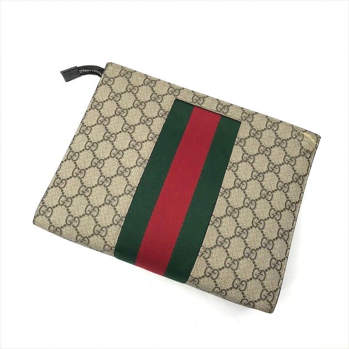 Gucci Sherry Line GG Supreme Canvas Clutch Second Beige