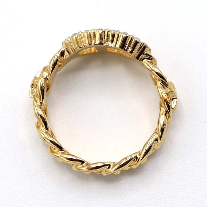 Christian DIOR Ring Clair D Lune Rhinestone Gold Color M Approx 12.5 Approx