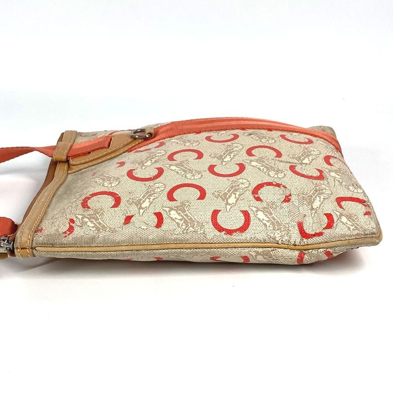 Celine Shoulder Bag Logo Macadam Carriage Leather / Coated Canvas Orange