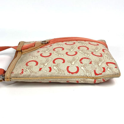 Celine Shoulder Bag Logo Macadam Carriage Leather / Coated Canvas Orange