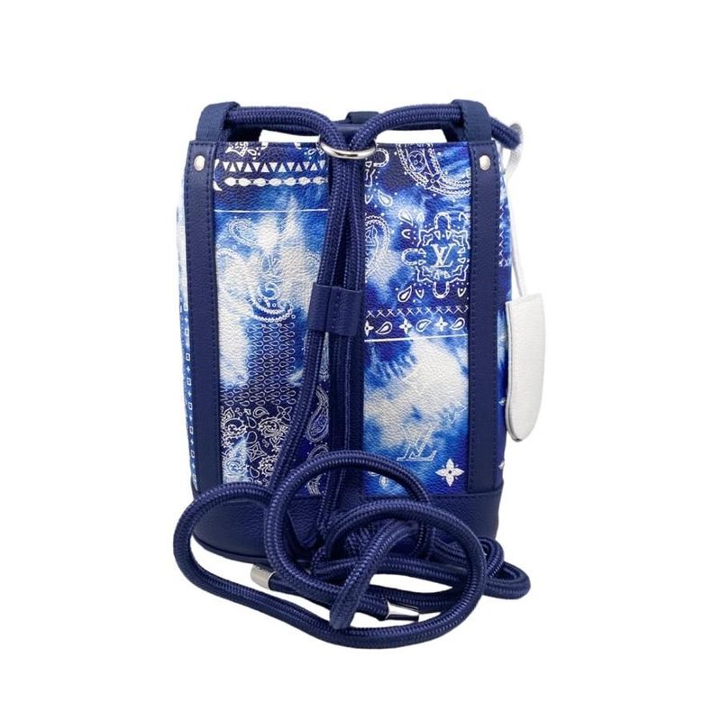 Louis Vuitton Shoulder Bag Randonnee PM Monogram Bandana Blue White Silver