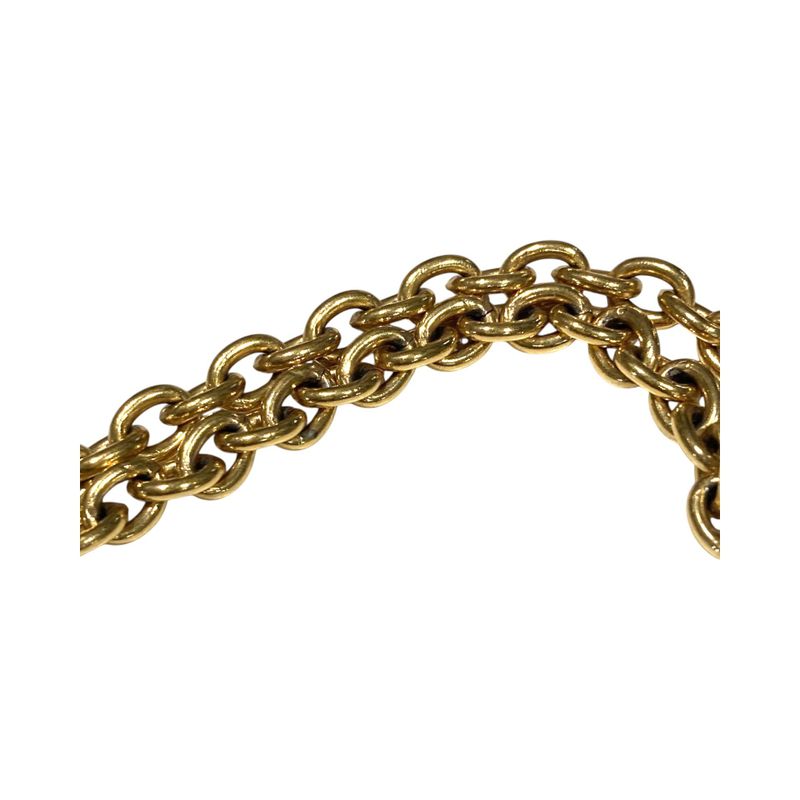 Chanel ⑤ 3859 70s-80s Vintage Matelasse Coco Mark Chain Necklace Unisex Gold