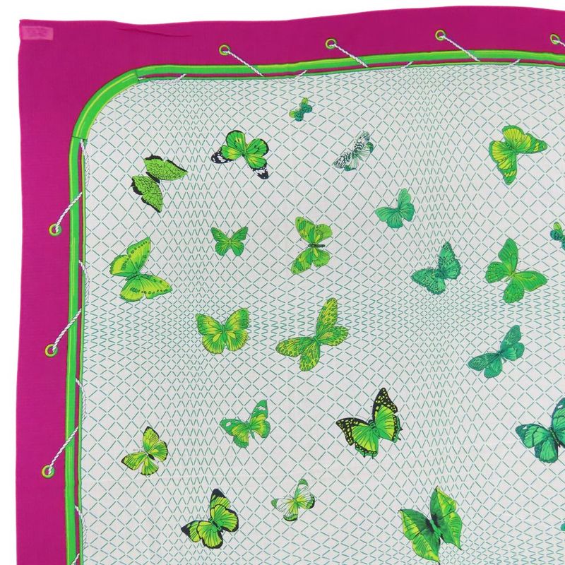 Hermes Shawl Pareo Cotton Purple White Green Butterfly Large Scarf Women Hermes