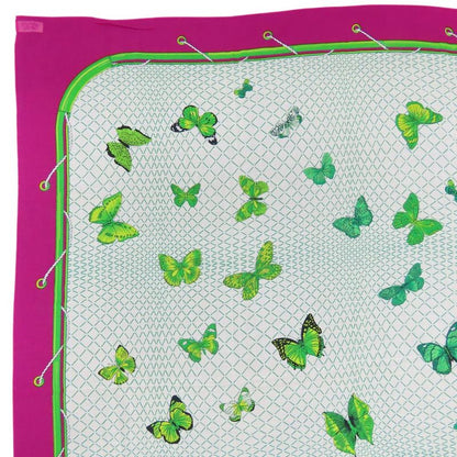 Hermes Shawl Pareo Cotton Purple White Green Butterfly Large Scarf Women Hermes