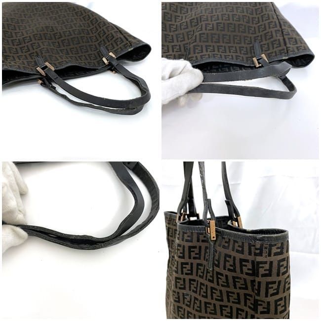 Fendi Tote Bag Ec21843 Brown Black Zucchino