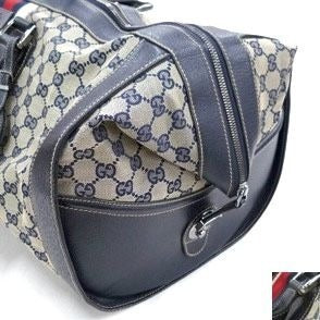 Gucci GG Supreme Web Canvas Boston Bag Duffle Shoulder Bag Sherry Tote