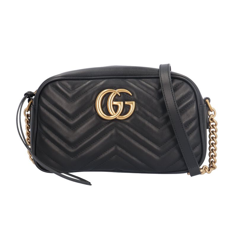 Gucci GG Marmont Shoulder Bag Leather 447632 Black Ladies Gucci  Gucci