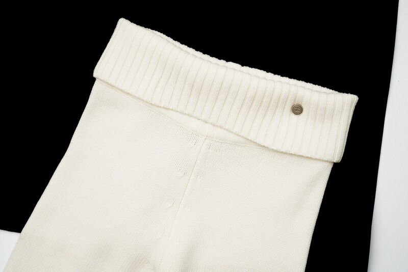 Chanel Pants Size 38 S To M Identification 00A Coco Mark Logo Button Wool Knit