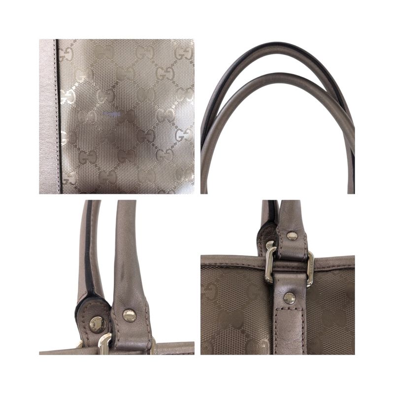 Gucci Imprime Metallic Brown Silver Hardware PVC 223668 Tote Handbag Women