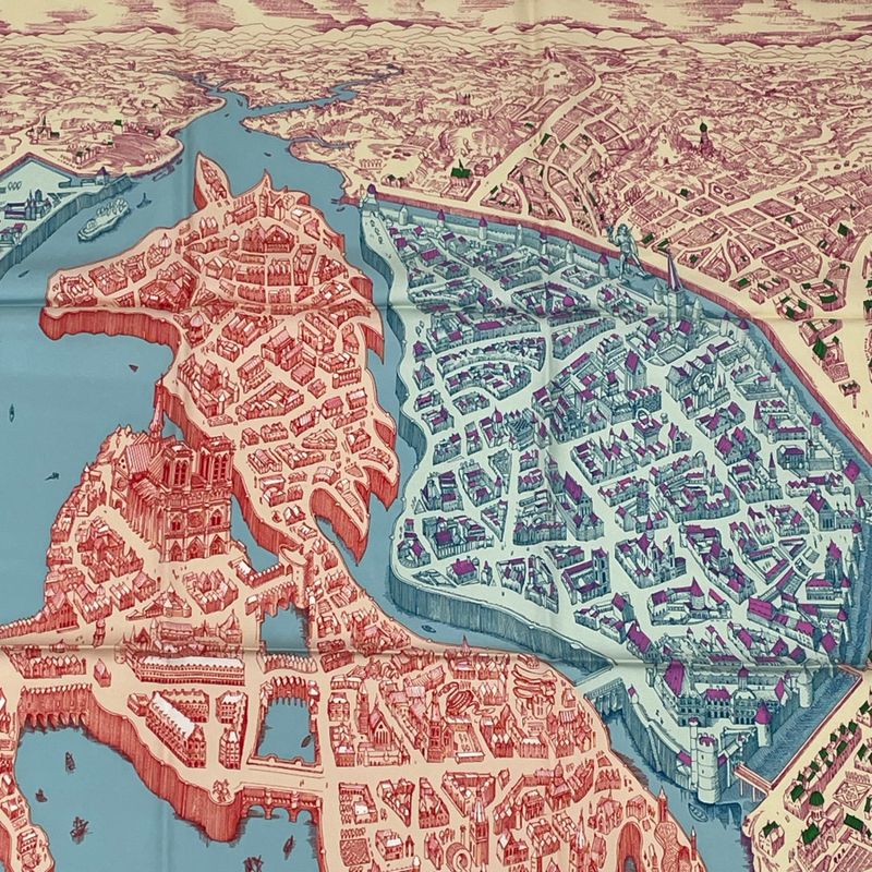 Hermes Carre 90 La Cite Cavaliere Cite Cavaliere 100% Silk Scarf Multicolor