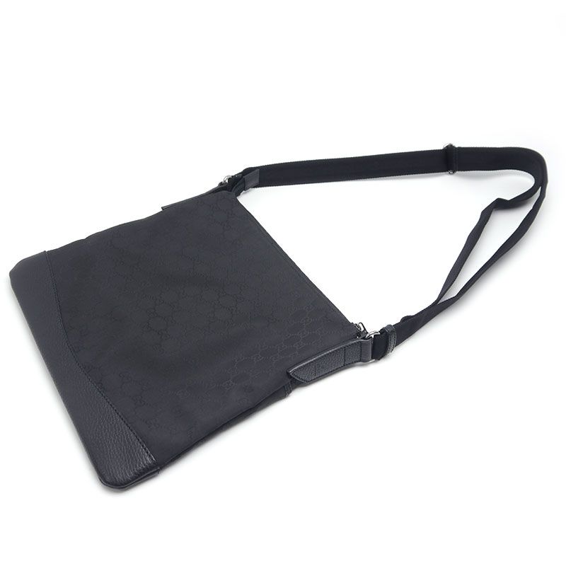 Gucci Shoulder Bag 374414 GG Canvas And Leather Black