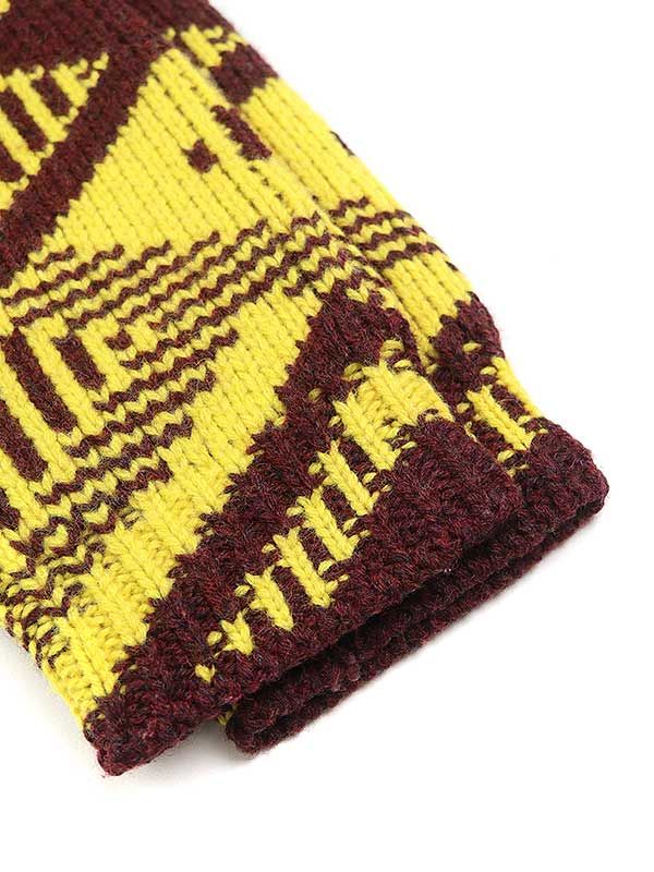 Prada 21aw V-Neck Geometric Long Knit Sweater Umb269 Yellow S