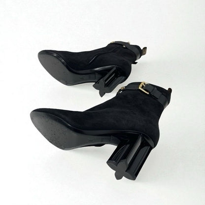 Louis Vuitton Silhouette Line Monogram Boots Short Shoes Suede Black