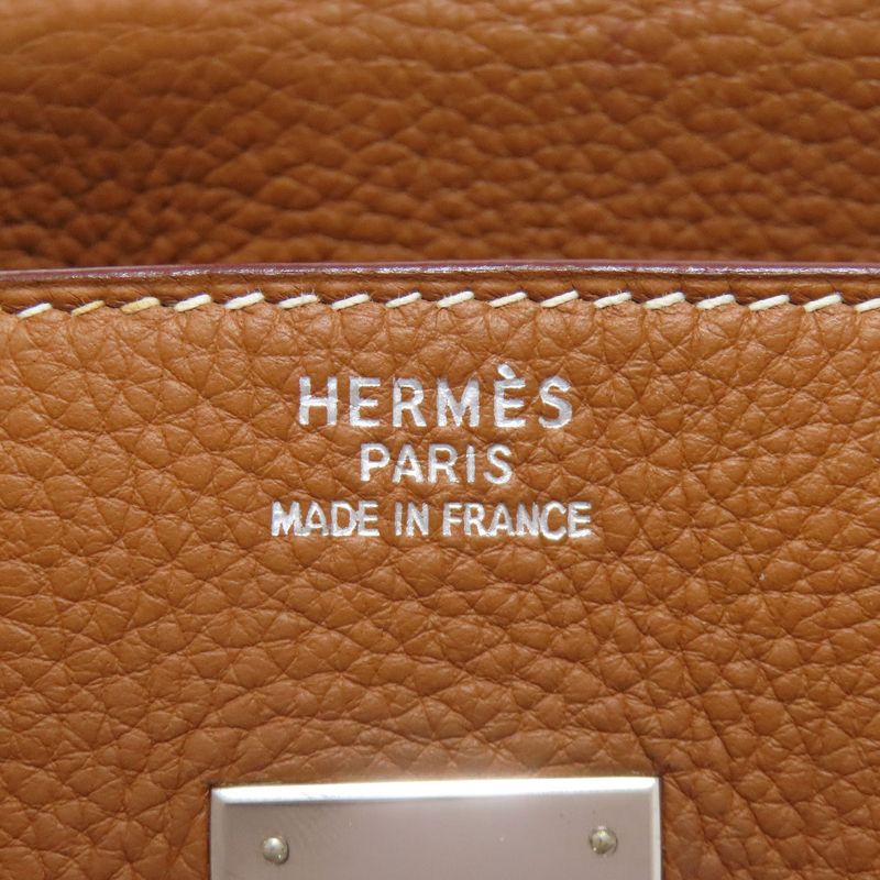 Hermes Birkin 35 Gold Silver Hardware Handbag Taurillon Women