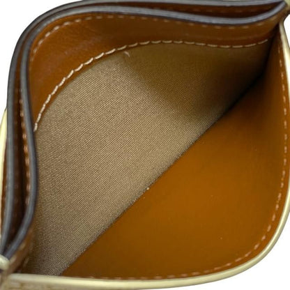 Celine Card Case Pass Case Compact Triomphe Logo Leather Ivory Brown