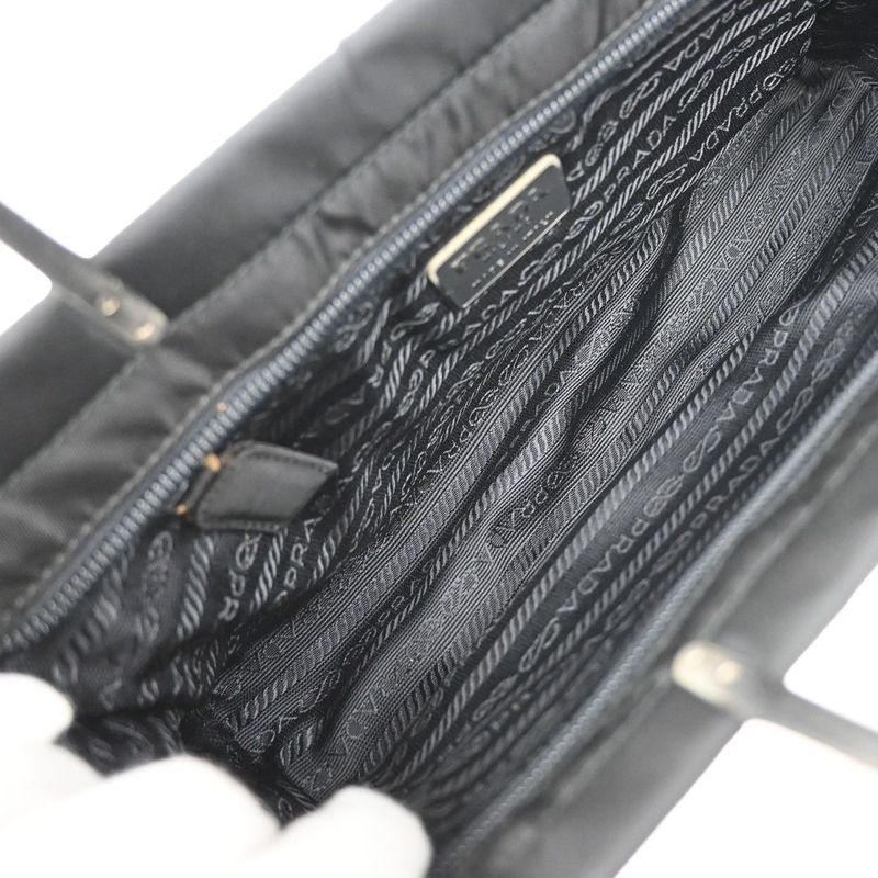 Prada Handbag Black Nylon Leather 80ka730