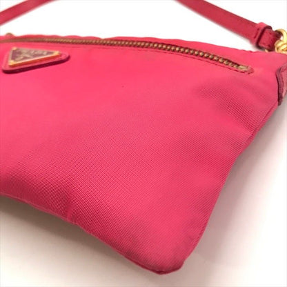 Prada Triangle Logo Nylon Tessuto Mini Shoulder Bag Pouch Pink