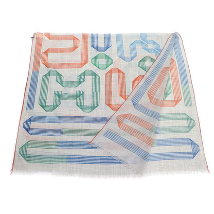 Hermes 2023 Rubans D'Hermes 100% Cashmere GRIS Chine/vert/or Rectangle All-over