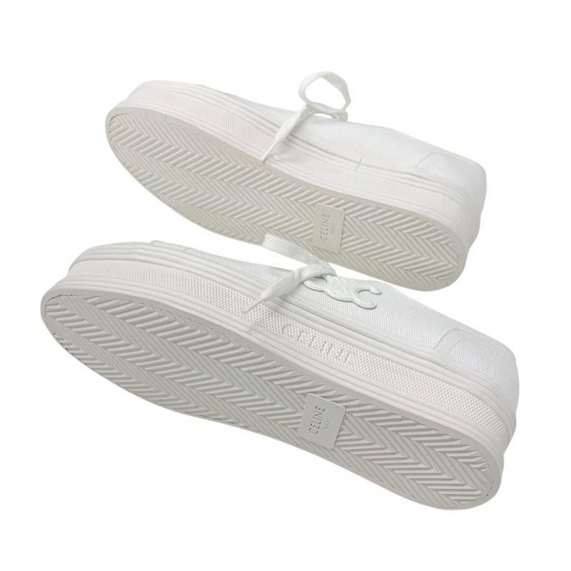 Celine Jane Sneakers Shoes Canvas Leather White Triomphe