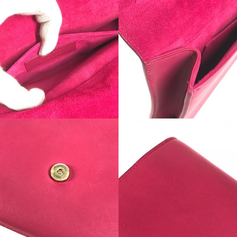 Saint Laurent Clutch Bag Logo Flap 311213 Leather Pink
