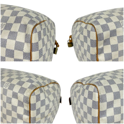 Louis Vuitton Damier Azure Leather Speedy 30 Handbag Mini Boston Bag Padlock