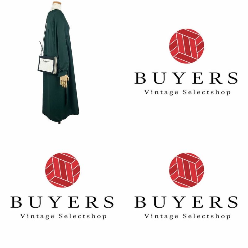 Balenciaga Shoulder Bag Navy Pochette 390641 Canvas Leather Ivory Black Casual