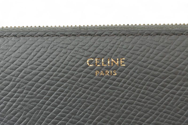 Celine Wallet Celine Long Wallet Large Zipped Calfskin Gray 10b553el.09