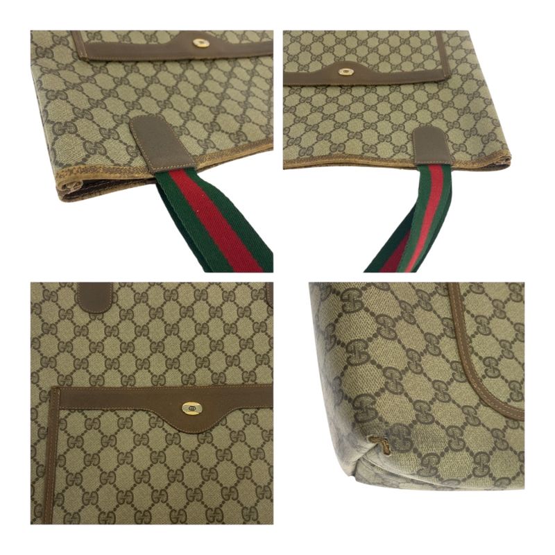 Gucci Vintage Old Gucci Sherry Line Beige Vgg Supreme Canvas 39 02 003 Tote Bag
