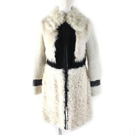 Celine 2 8f70/3568 Phoebe Period Lamb Skin Zip Up Shear Ring Mouton Coat