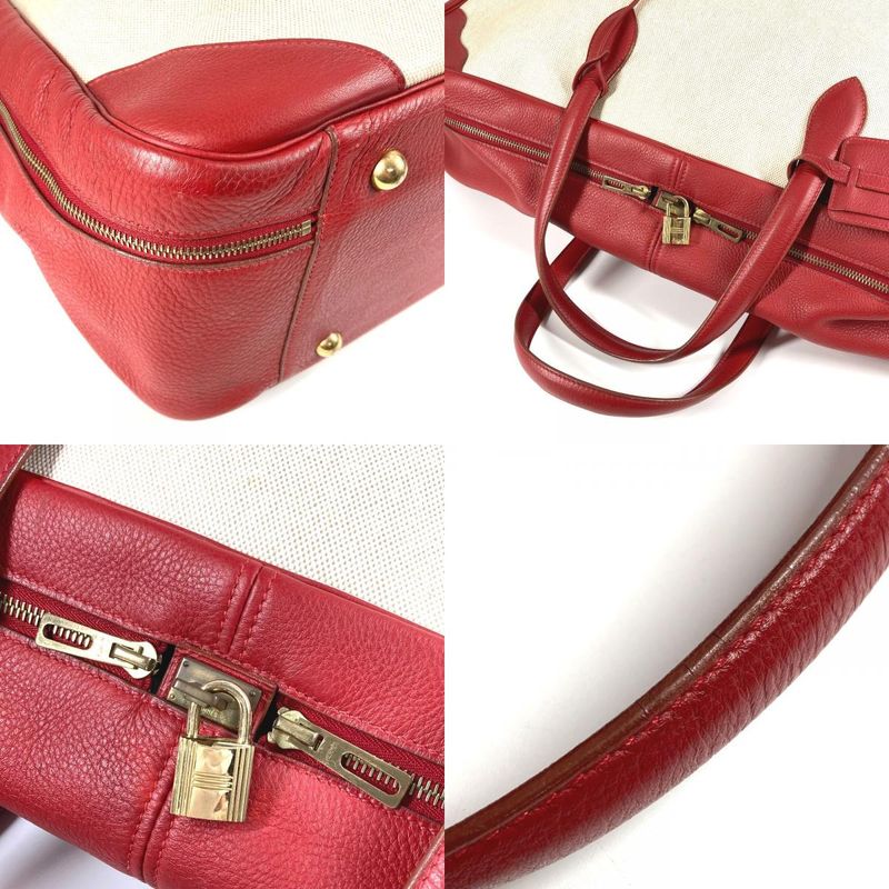 Hermes Boston Bag Victoria 60 Victoria 60 Toile Ash Red