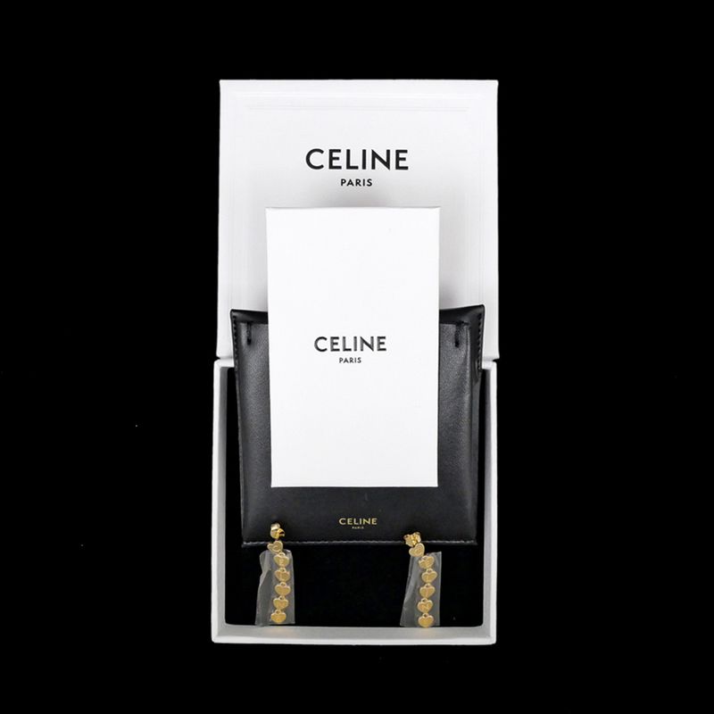 Celine Earrings Heart Logo Gold Color Pair Accessories Small Items