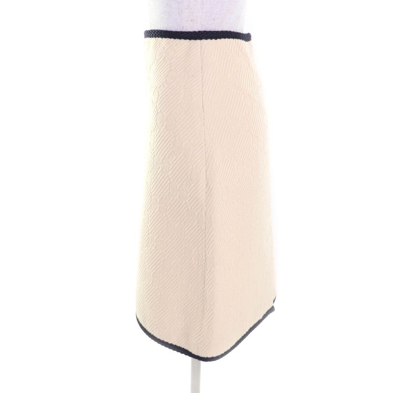 Gucci 577898 Silk Blend GG Pattern Knee Length Wool Skirt Tight Skirt Ivory