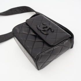 Chanel Matelasse Coco Mark Shoulder Bag Leather Black