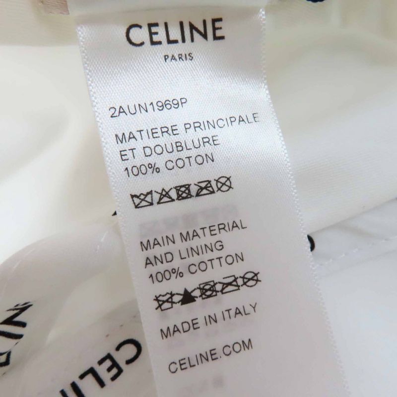 Celine 2aun1969p Initials Sequins Baseball Cap Hat Cotton White Black Gold