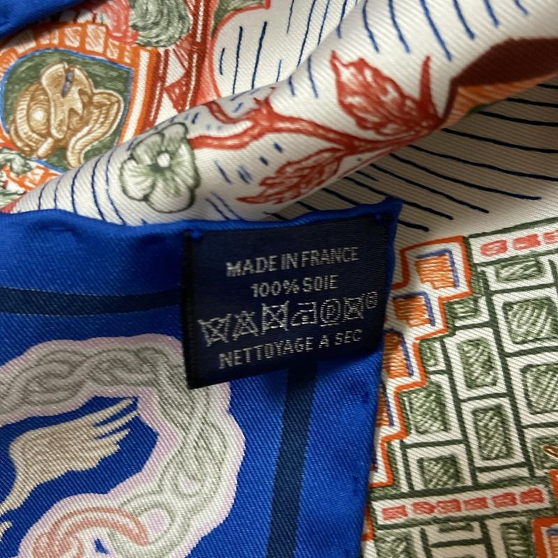 Hermes Scarf Carre 90 Blue×white×multi Super SILK Quest