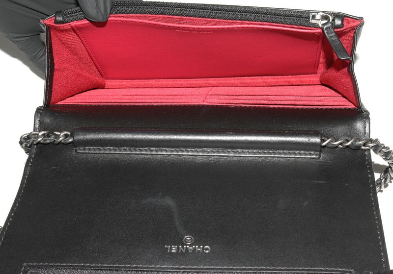 Chanel Chain Shoulder Bag Shoulder Wallet Gabrielle Chain Wallet Calf Black