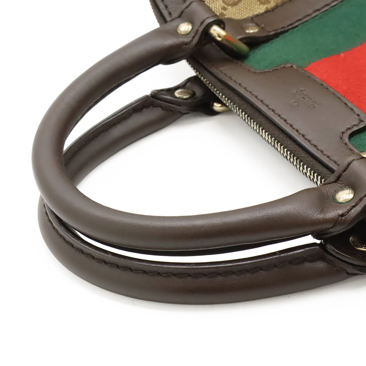 Gucci GG Canvas Sherry Line Handbag Mini Boston Bag 2WAY Shoulder Bag Leather