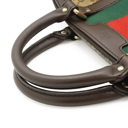 Gucci GG Canvas Sherry Line Handbag Mini Boston Bag 2WAY Shoulder Bag Leather