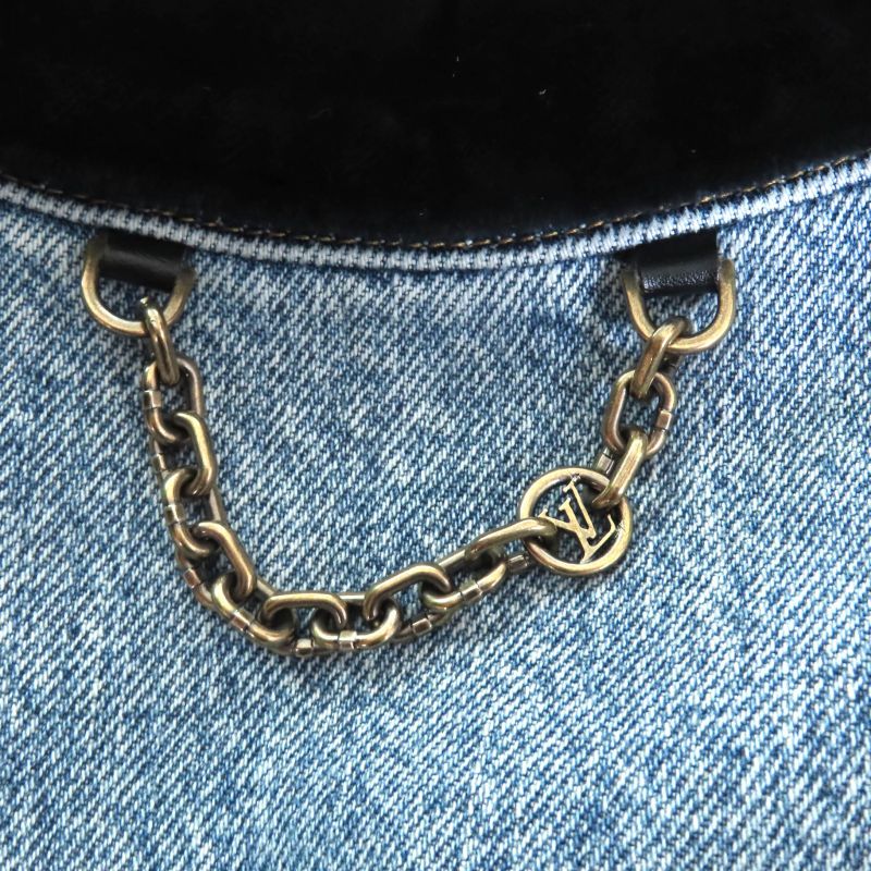 Louis Vuitton 24SS Rw241wj 100% Cotton Velvet Accent Denim Dress Indigo 38 Made