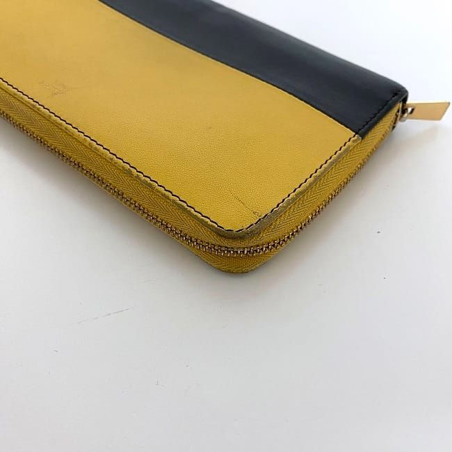 Celine Round Zipper Long Wallet Yellow Black Bicolor Wallet