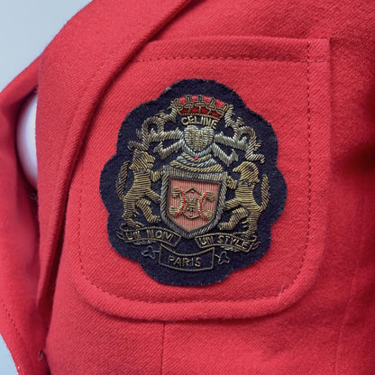 Celine Tailored Jacket Embroidered Badge Red Size 36