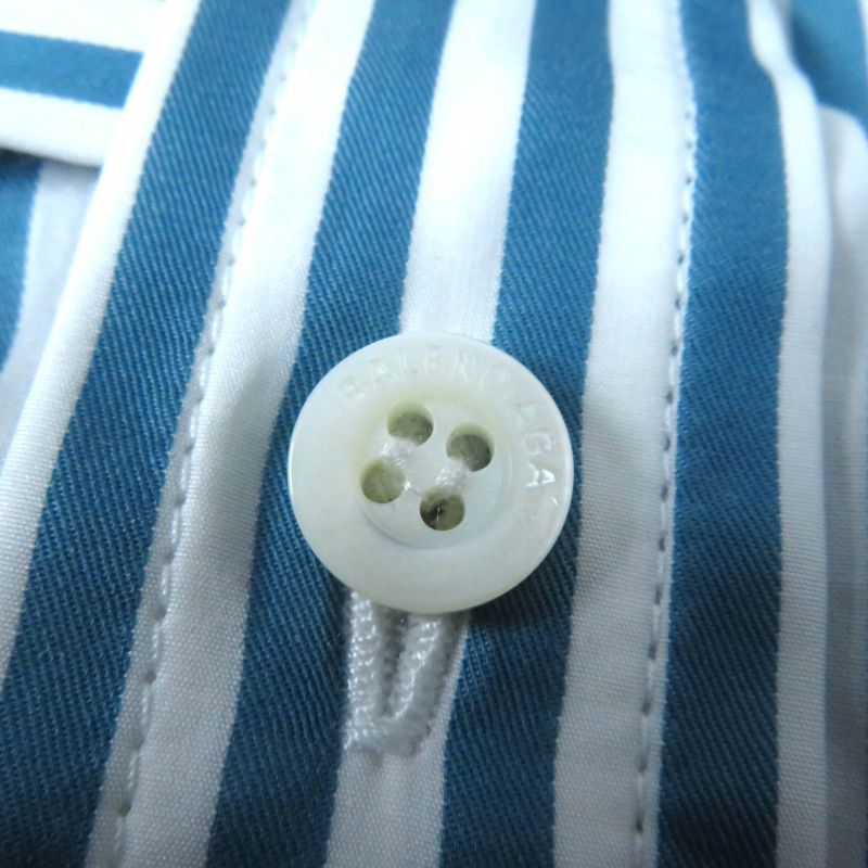 Balenciaga 21AW 622050 100% Cotton Logo Stripe Oversized Long Sleeve Shirt