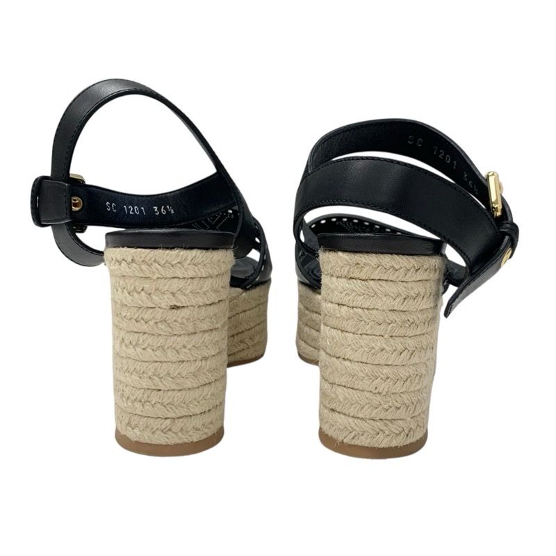 Louis Vuitton Starboard Line Monogram Sandals Shoes Leather Black Punching