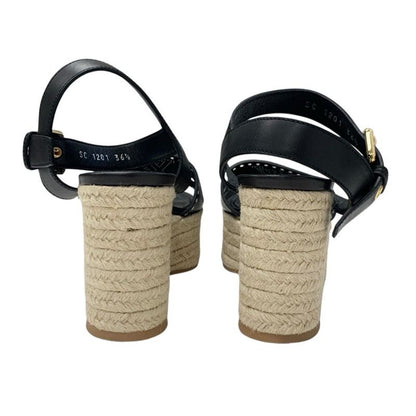 Louis Vuitton Starboard Line Monogram Sandals Shoes Leather Black Punching