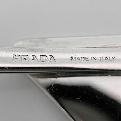 Prada Hairpin Red Silver 1if051 Unused Metal