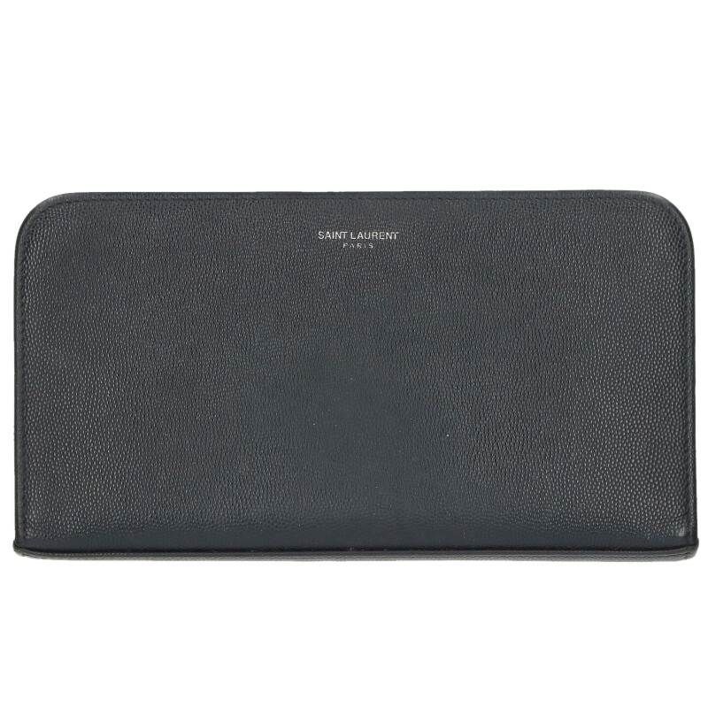 Saint Laurent Paris Logo Print Leather Long Wallet For Men