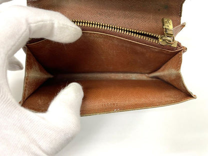 Louis Vuitton Monogram Porte Monet Zip Fold Wallet M61735 Brown Made In France