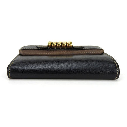 Loewe Bifold Wallet Velasquez Leather Black Brown Gold Hardware Everyday Use