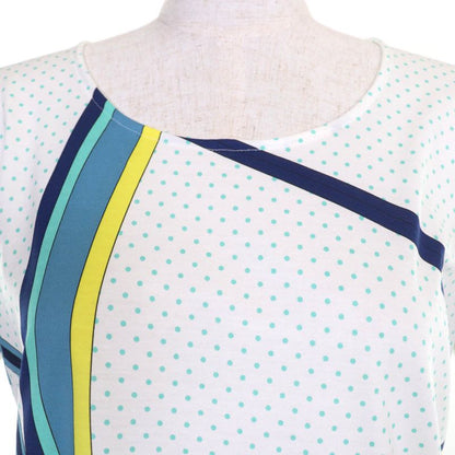 Hermes 100% Cotton Cut And Sewn Short Sleeved T-shirt Top White Blue 34 Made In