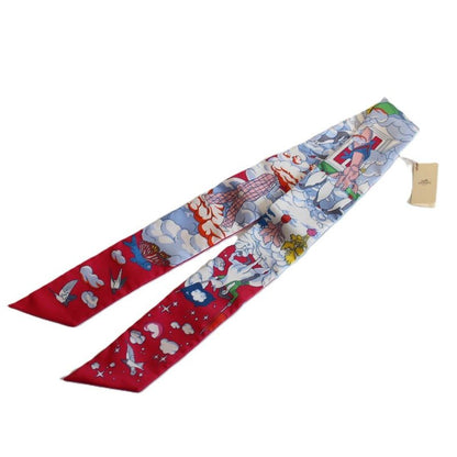Hermes Tsuiri My Cloud Silk Red Scarf